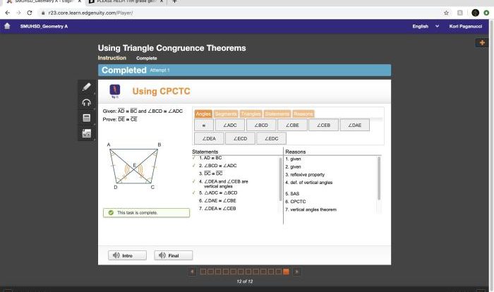 Congruence triangle theorems using