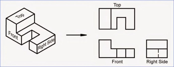 Match the isometric drawing with the correct orthographic